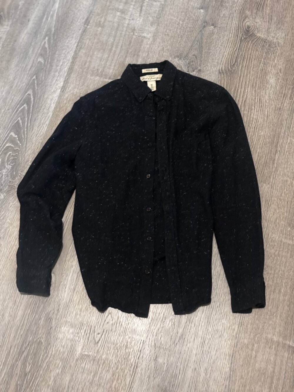 H & M Label of Graded Goods LOGG Speckled Black Mens Button Up